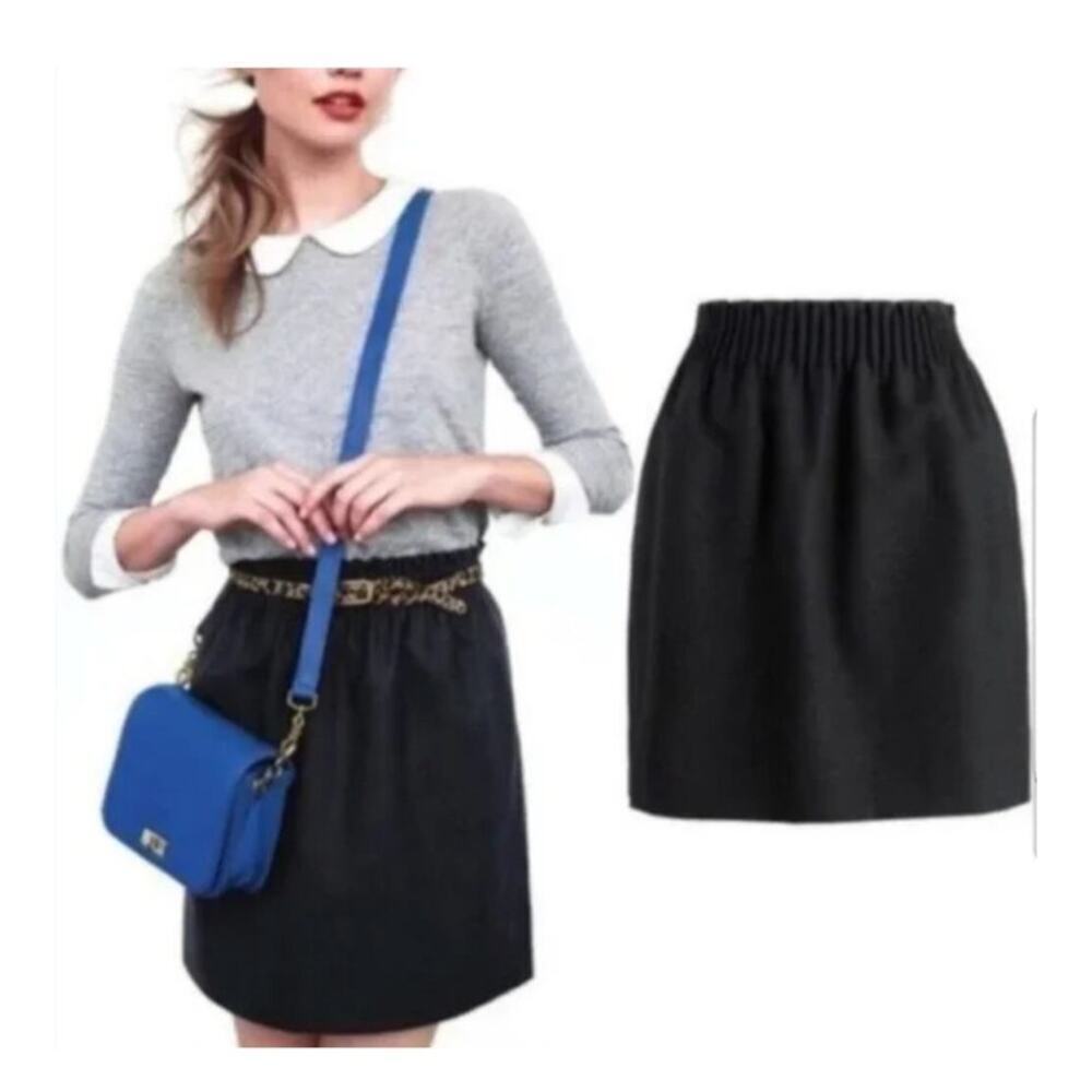 J. Crew Wool Blend Sidewalk Skirt Black Pull On Pockets 95435  Size 4